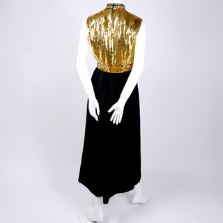 Rare Norman Norell Vintage Gold & Black Evening Dress & Jacket