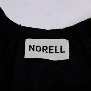 Norell vintage gold sequins black crepe evening dress