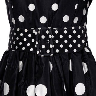 Black belted Norman Norell polka dot vintage dress