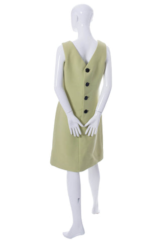 1960s Norman Norell New York Designer Green Wool Dress - Dressing Vintage