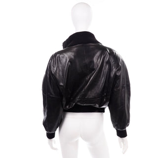 Luxe Vintage Black Leather Claude Montana Jacket W Pony Hair Lapels