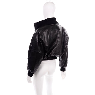 Vintage Black Leather Claude Montana Jacket W Pony Hair Lapels Rare