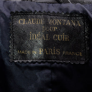 Vintage Black Leather Claude Montana Ideal Cuir Jacket W Pony Hair Lapels