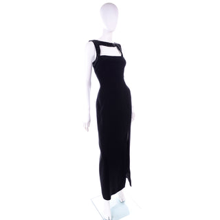 Oleg Cassini Vintage Beaded Black Evening Dress w/ Cutwork Bodice