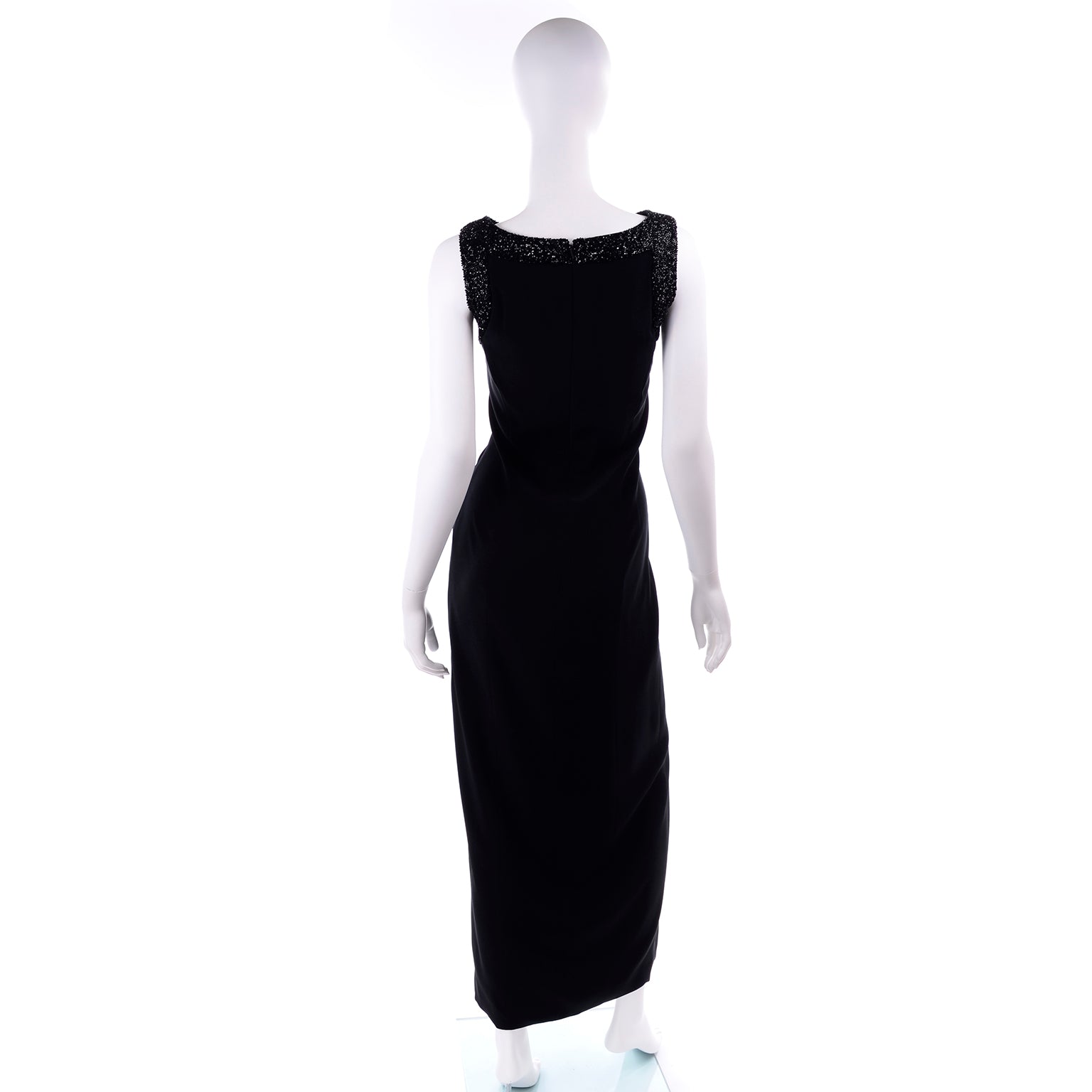Vintage Oleg Cassini Black Tie Beaded Evening Dress w/ Cutwork Bodice Modig Vintage Oleg Cassini Black Tie Beaded Evening Dress w/ Cutwork Bodice Modig