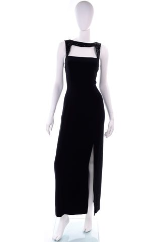 Vintage Black Evening Gown w Slit