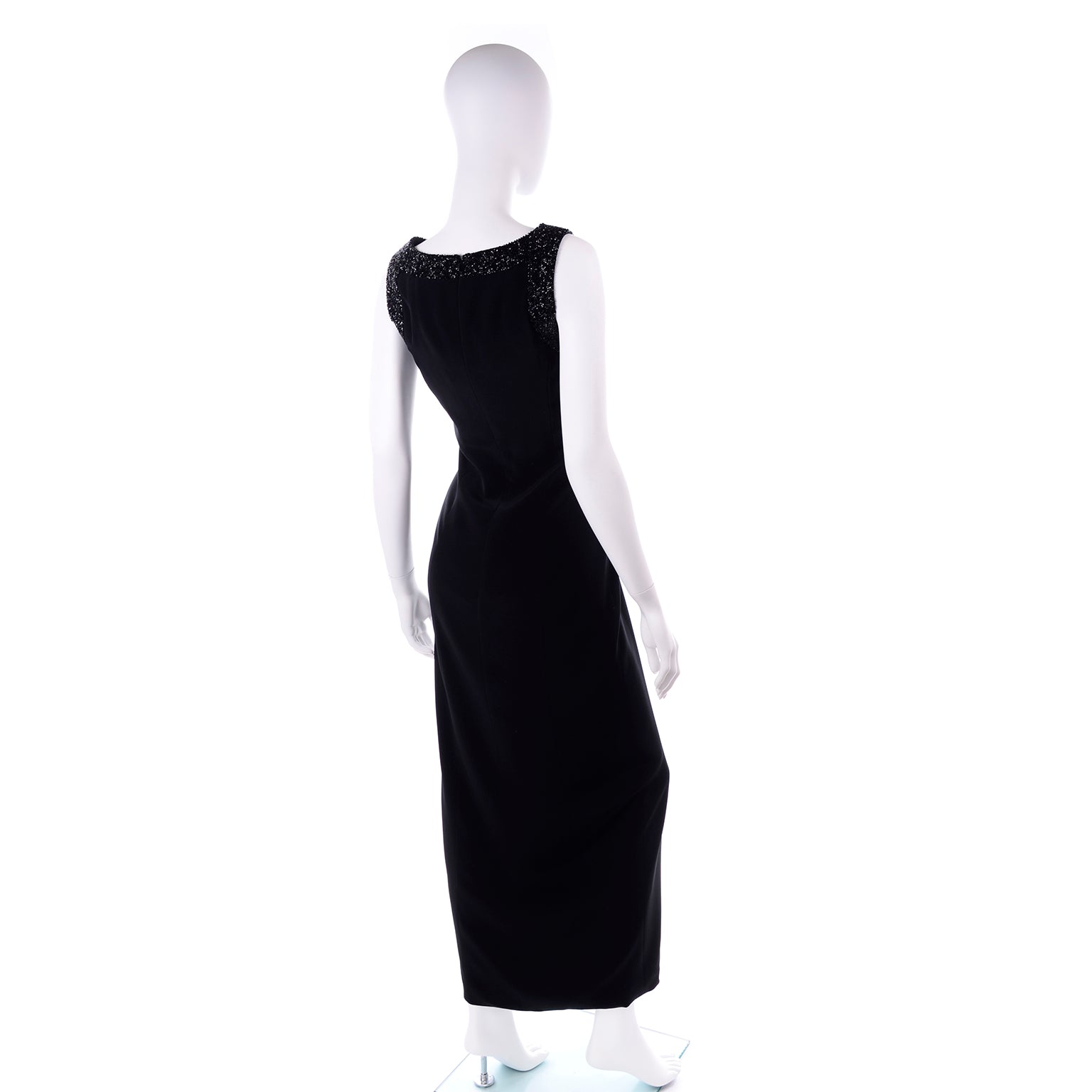 Vintage Oleg Cassini Black Tie Beaded Evening Dress w/ Cutwork Bodice – Modig Vintage Oleg Cassini Black Tie Beaded Evening Dress w/ Cutwork Bodice – Modig