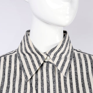 1980s Oleg Cassini striped silk shirt dress