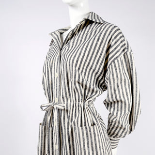 Vintage Oleg Cassini striped silk shirt dress