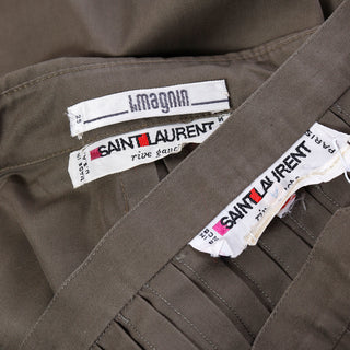 1980s YSL Olive Green Skirt Outfit Labels