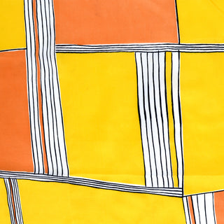 1960s Vera Neumann Orange & Yellow Geometric Square Scarf