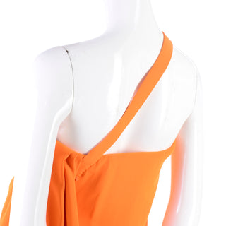 Oscar de la Renta orange silk long gown w/ cross strap