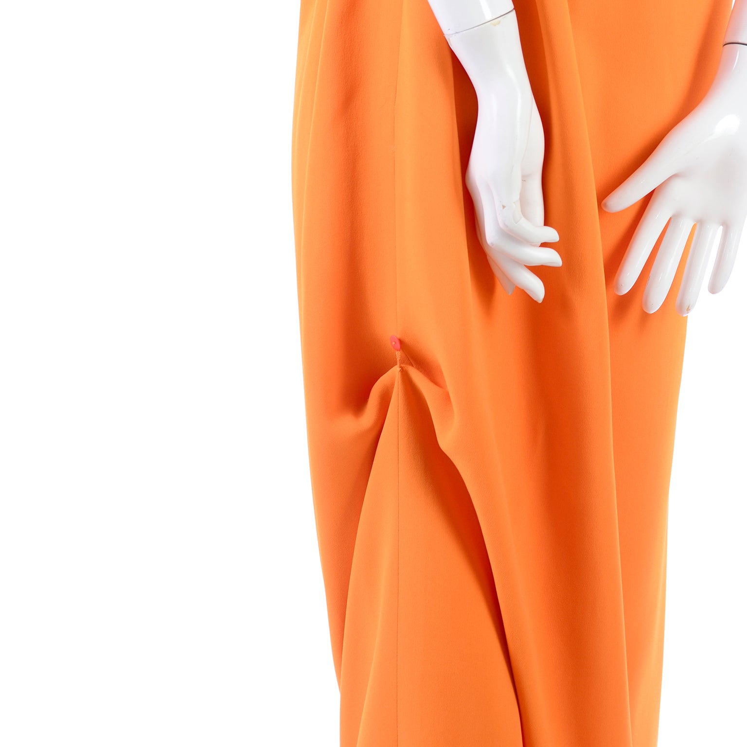 orange grecian dress Digitalized Organza Dress with Grecian Neckline Orange with Blue / FR 46