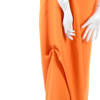 Oscar de la Renta orange gown with gathered button skirt