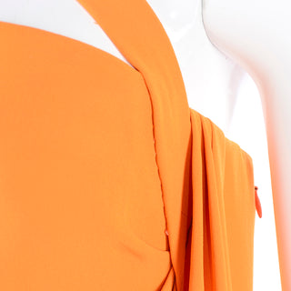 Draping orange Oscar de la Renta silk long gown
