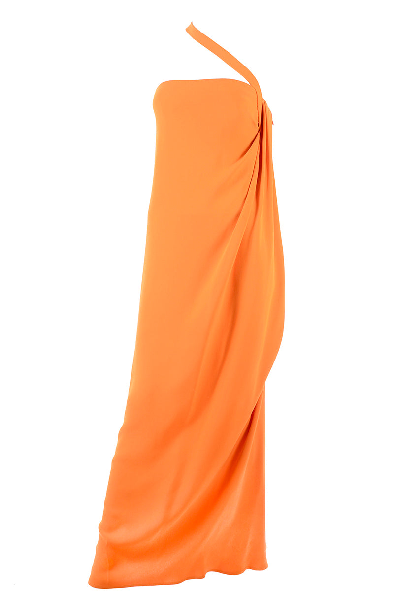 orange grecian dress Greek goddess halter dress