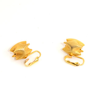 Textured Gold Tone Hollow Vintage Origami Earrings
