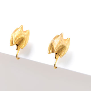 Textured Gold Tone Hollow Vintage Origami Earrings
