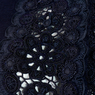 2007 Oscar de la Renta 2pc Black Skirt & Jacket Suit w Crochet Lace Beadwork