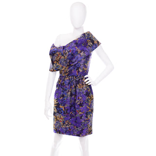 2007 Oscar de la Renta Purple Floral Runway Dress