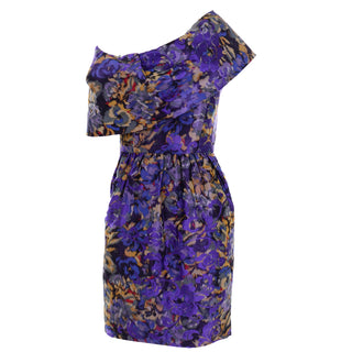 Fall 2007 Oscar de la Renta Purple Floral Runway Dress One Shoulder Styling