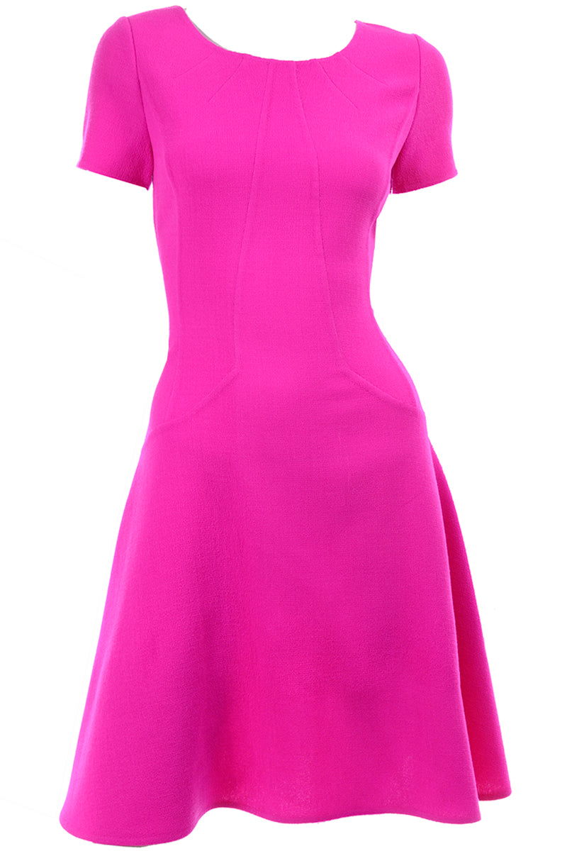 oscar de la renta hot pink dress Vintage Oscar de la Renta Fuschia Wool Dress, Circa 1980s portmanteau new york