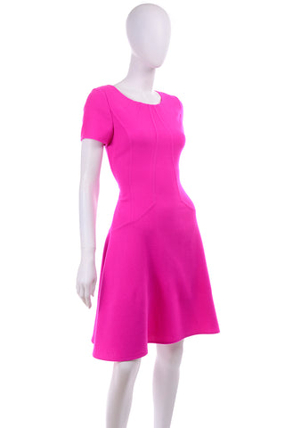 2013 Oscar de la Renta Hot Pink Wool Crepe Dress