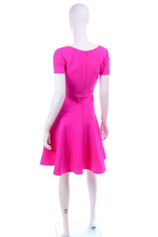 Oscar de la Renta Hot Pink Wool Crepe Dress Flattering