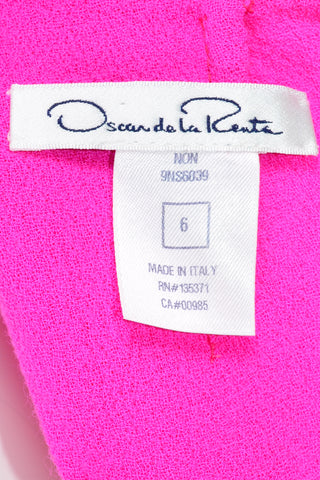Oscar de la Renta Hot Pink Wool Crepe Dress Italy