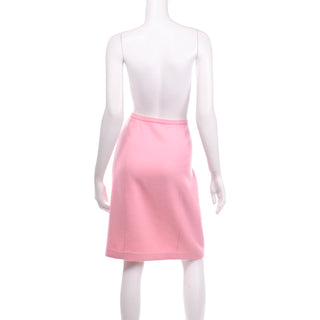 Vintage 2000s Oscar de la Renta Pink Cashmere Skirt With Silk Trim