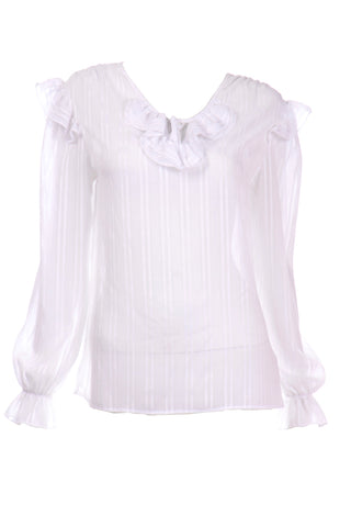 Oscar de la Renta Sport White blouse with ruffles