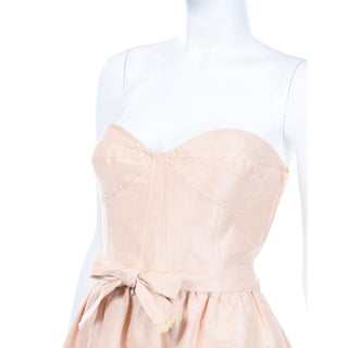 Peach Oscar de la Renta Strapless Sweetheart Mini Dress