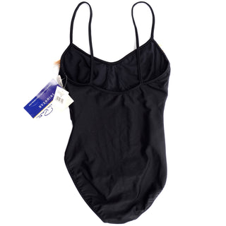 Oscar de la Renta Vintage Black Swimsuit w Feathers Deadstock Swimwear w Tags 