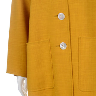 Oscar de la Renta Vintage Marigold Yellow Dress Suit With Jacket with pockets