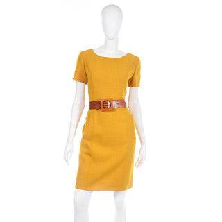 Oscar de la Renta Vintage Marigold Yellow Dress with belt With Jacket 