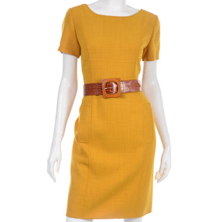 Oscar de la Renta Vintage Marigold Yellow Dress with belt and Suit With Jacket