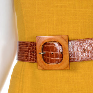 Oscar de la Renta Vintage Marigold Yellow Dress Suit With Jacket  and Leather belt