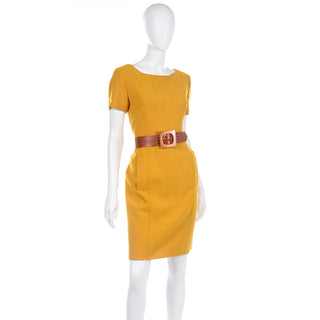Oscar de la Renta Vintage Marigold Yellow s /s Dress Suit With Jacket 