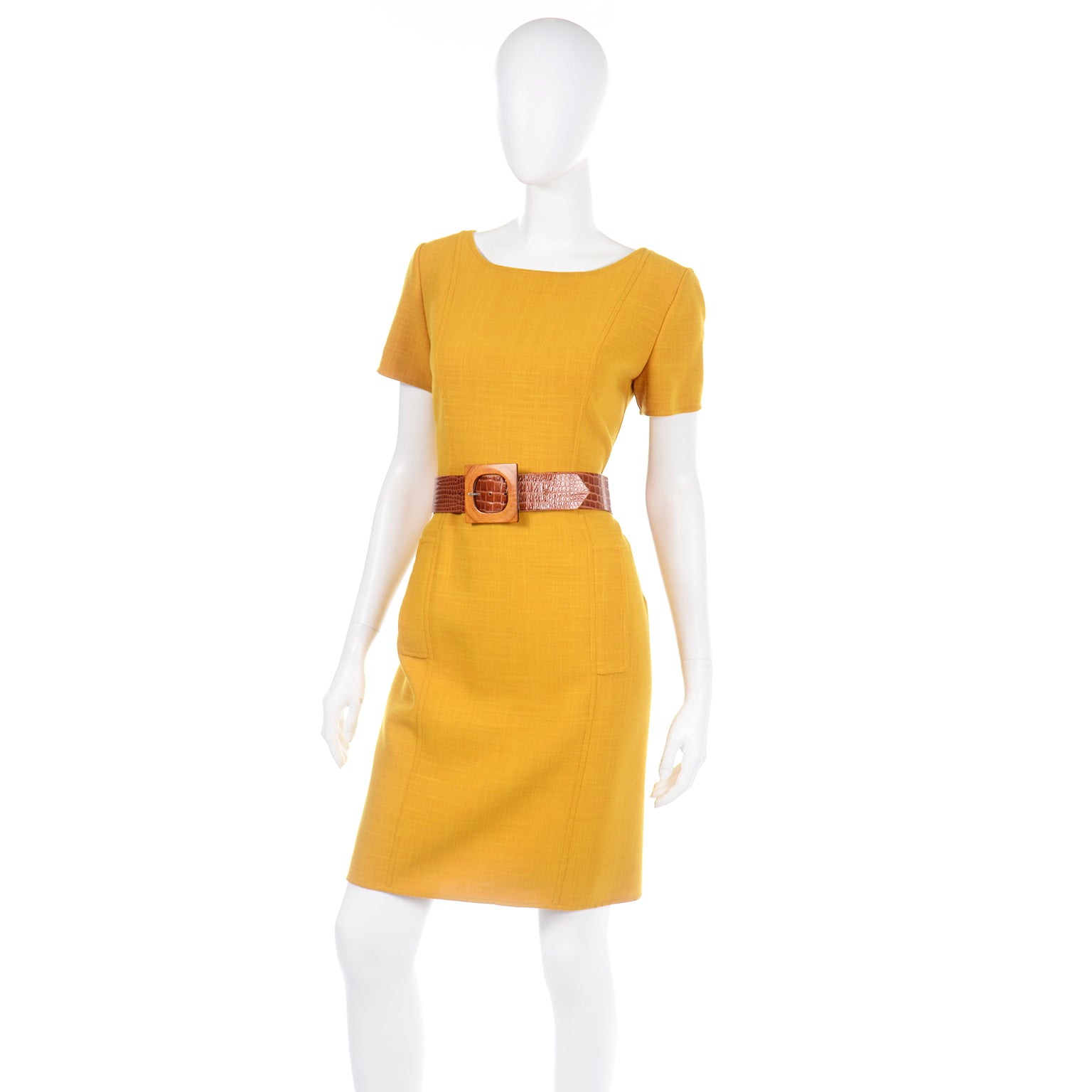 Vintage Oscar de la Renta Mustard Yellow Dress Suit With Jacket Modig Vintage Oscar de la Renta Mustard Yellow Dress Suit With Jacket Modig