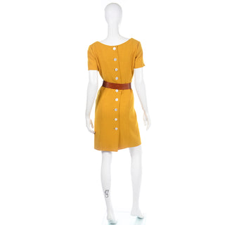 Oscar de la Renta Vintage Marigold Yellow Dress Suit With Jacket  mop buttons