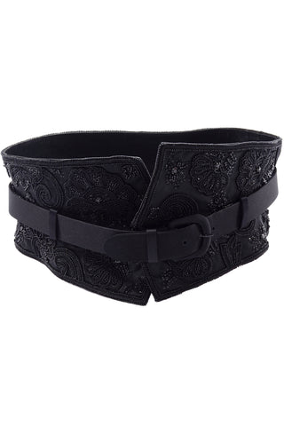 Oscar de la Renta Black Satin Belt