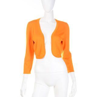 2008 Oscar de la Renta Tangerine Cashmere Silk Cropped Bolero Sweater Top
