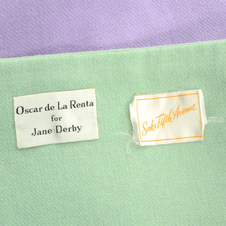 Oscar de la Renta 1960s Vintage Purple Wool Coat With Green Trim Saks Fifth Avenue