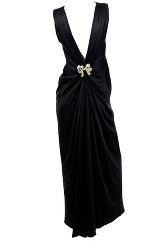 1990s Oscar de la Renta Rhinestone Bow Gown