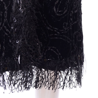 Oscar de la Renta Black Velvet Coat w Sequins Lace & Feathers Shop Modig
