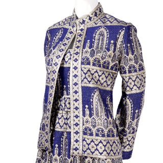 Vintage Oscar de la Renta blue evening gown and jacket