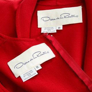 Oscar de la Renta Vintage Red Wool Coat and Dress Ensemble size 8