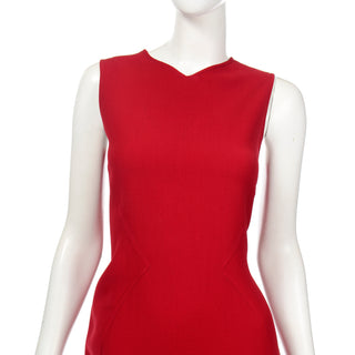 Oscar de la Renta Vintage Red Wool Coat and Dress Ensemble fitted dress