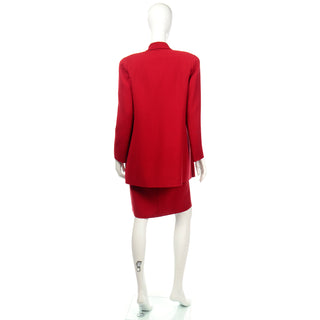 Oscar de la Renta Vintage Red Wool Jacket /Coat and Dress Ensemble 