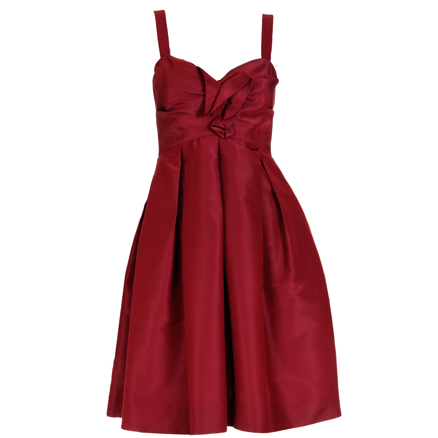 Oscar de la Renta Burgundy Red Silk Satin Mini Evening Dress Modig Oscar de la Renta Burgundy Red Silk Satin Mini Evening Dress Modig